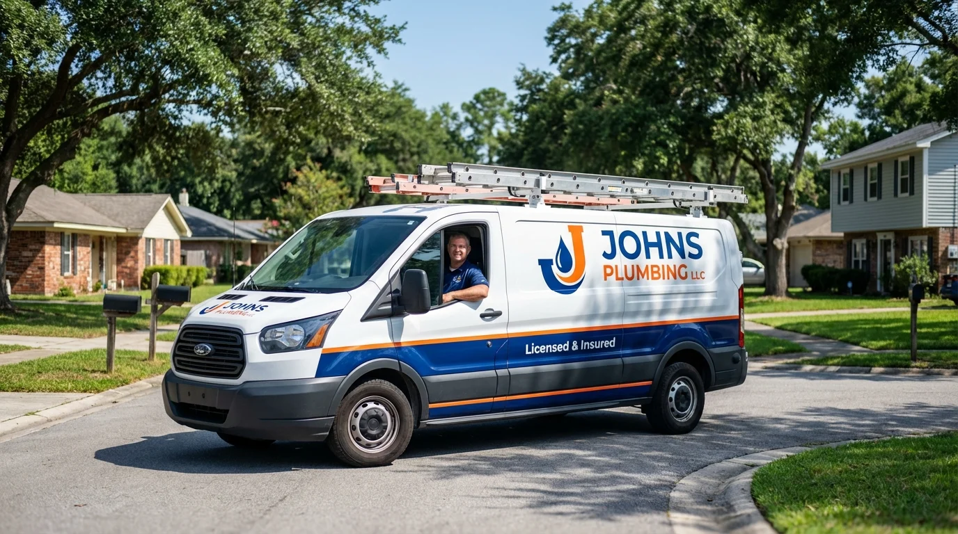 Johns Plumbing LLC service van in Zapata, TX