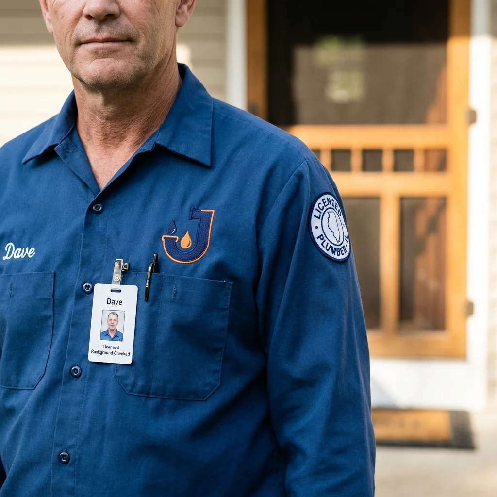 Licensed plumber showing ID badge in Zapata, TX