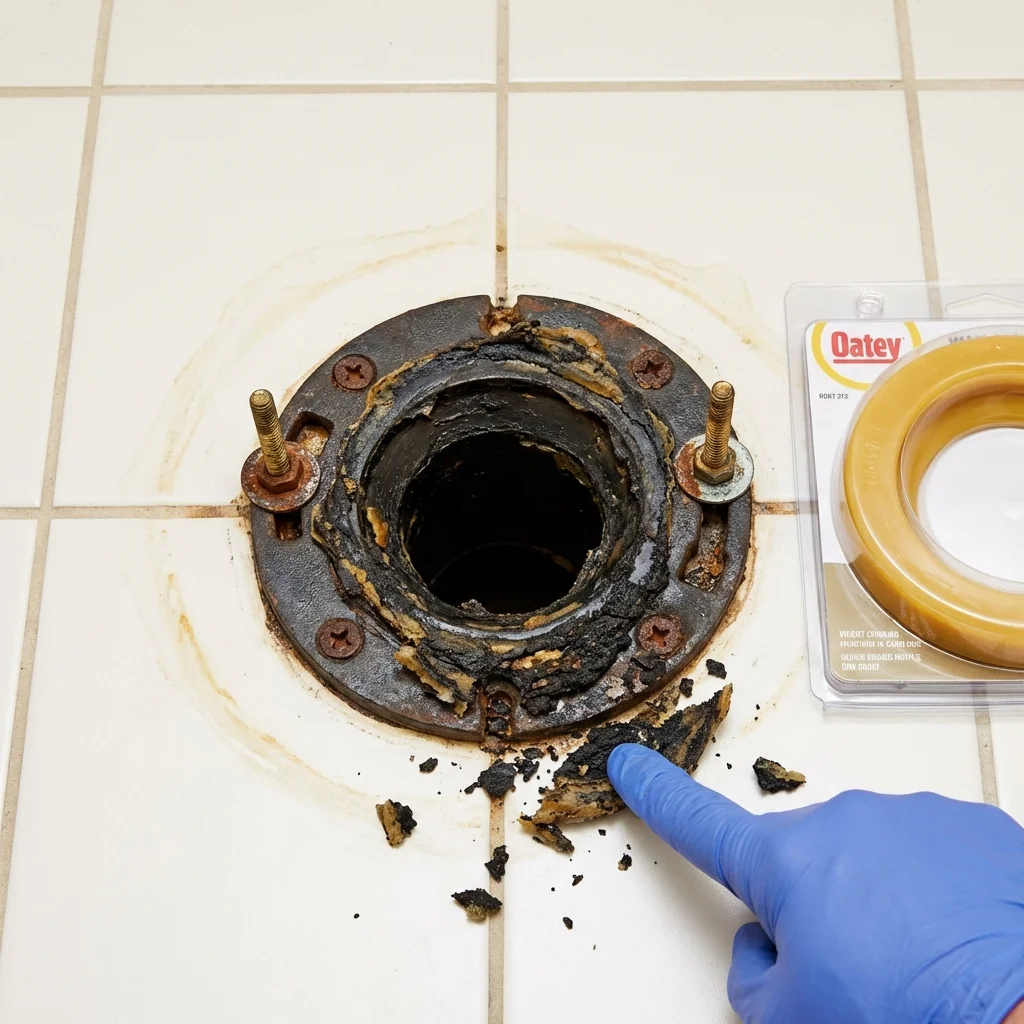 Failed wax ring showing water seepage at the base of a toilet in a Zapata, TX home