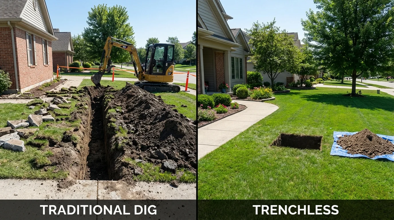 Trenchless sewer repair with minimal yard damage versus traditional excavation in Zapata, TX